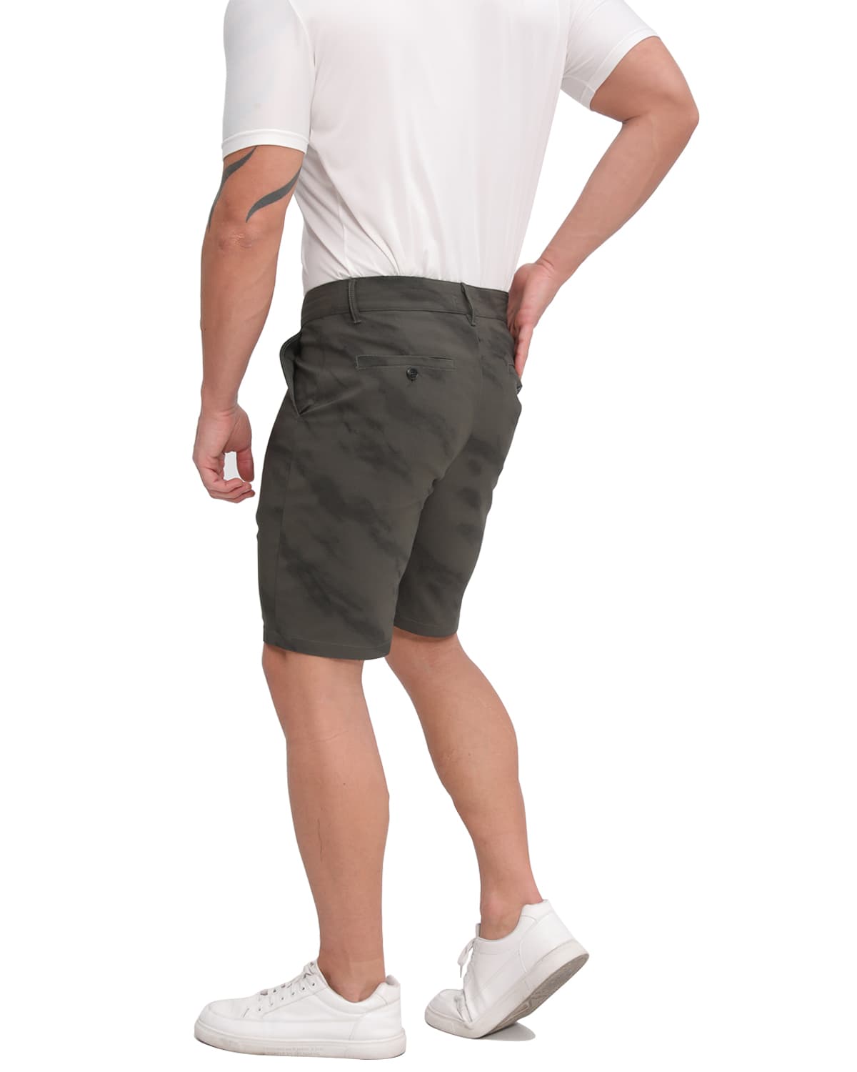 ALLELMS Mens Camouflage Shorts Skinny Stretch 9 inch inseam Shorts