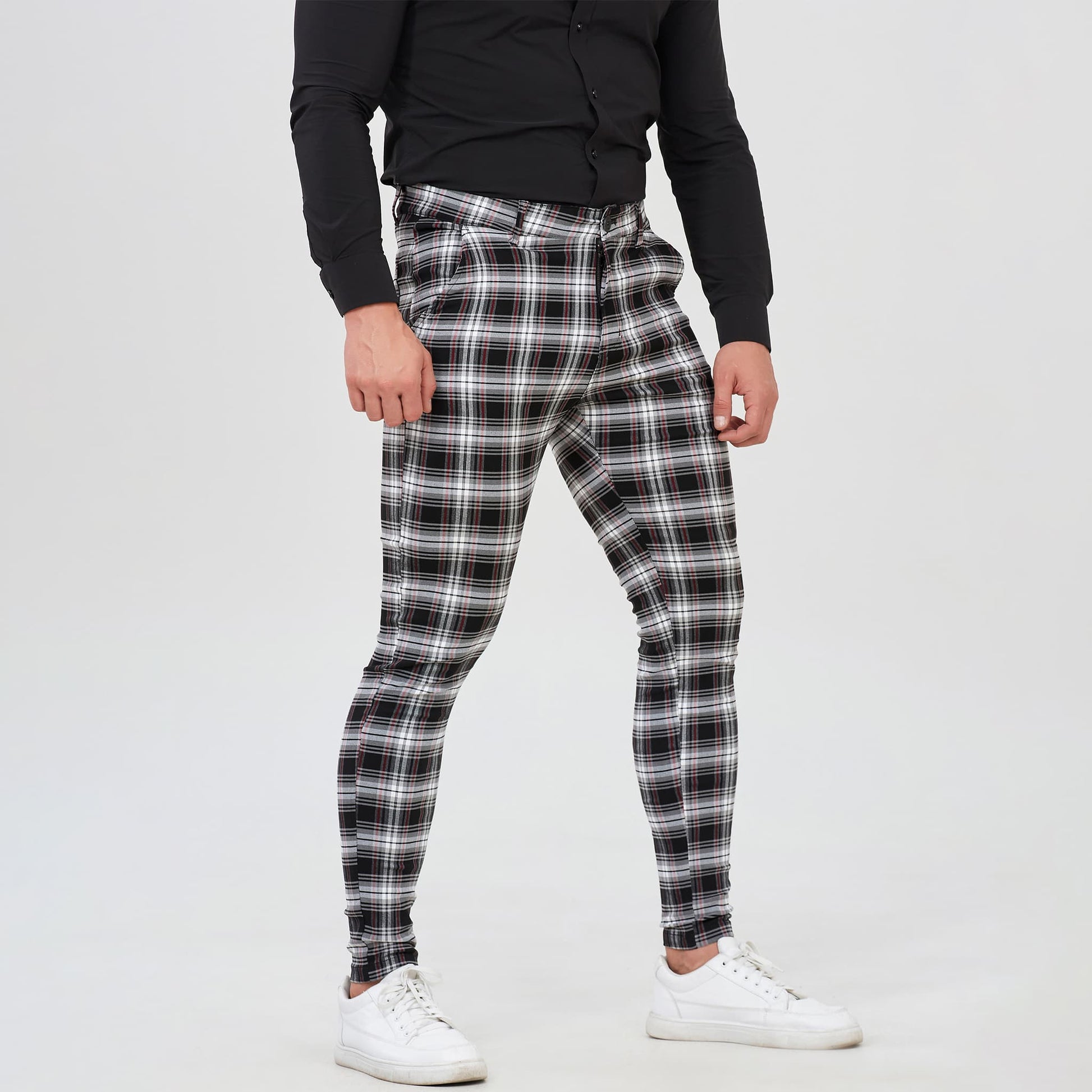 black and white skinny dress pants for men stretchy