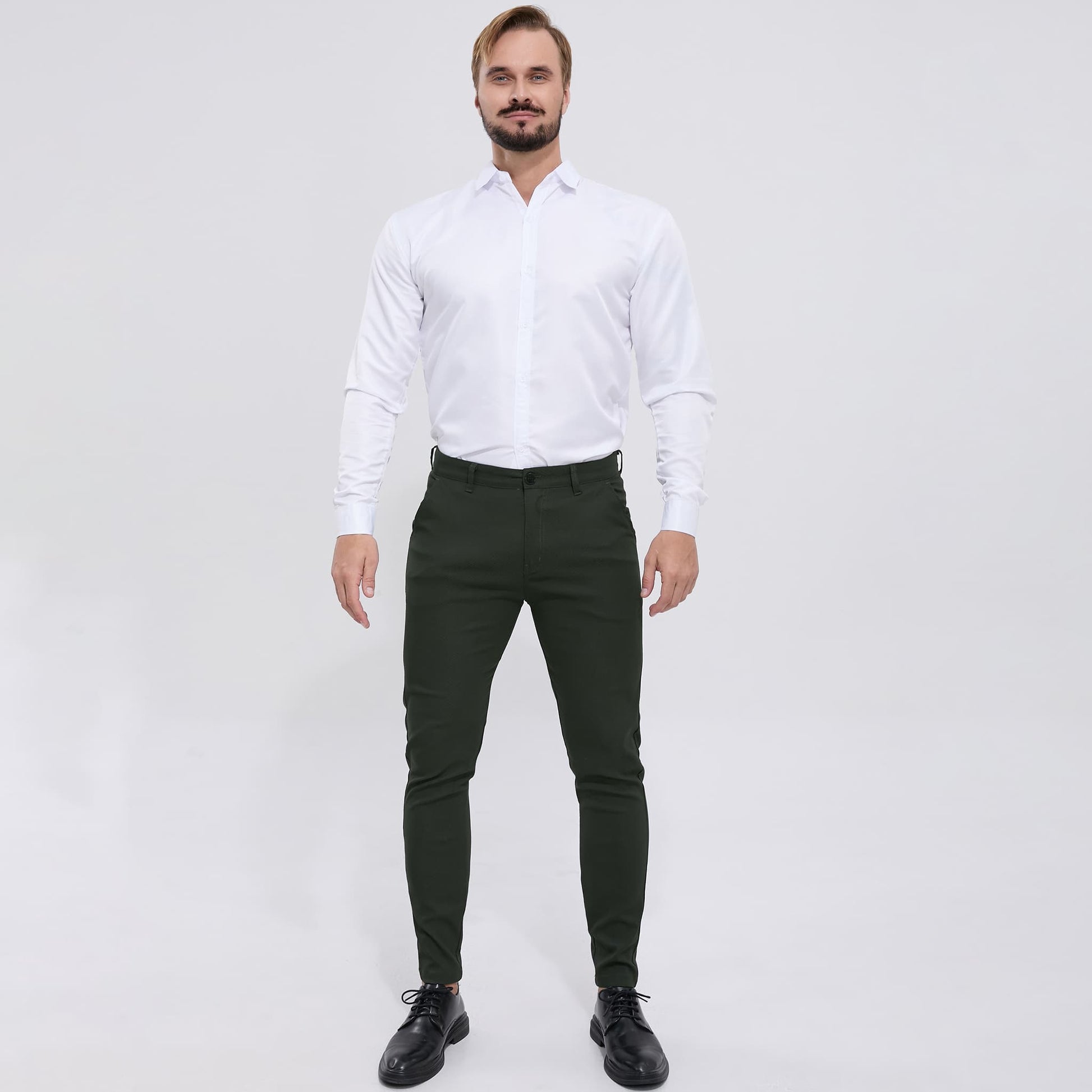 dark green skinny work pants men stretchy