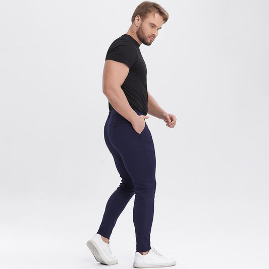 navy blue slim fit chino pants for men