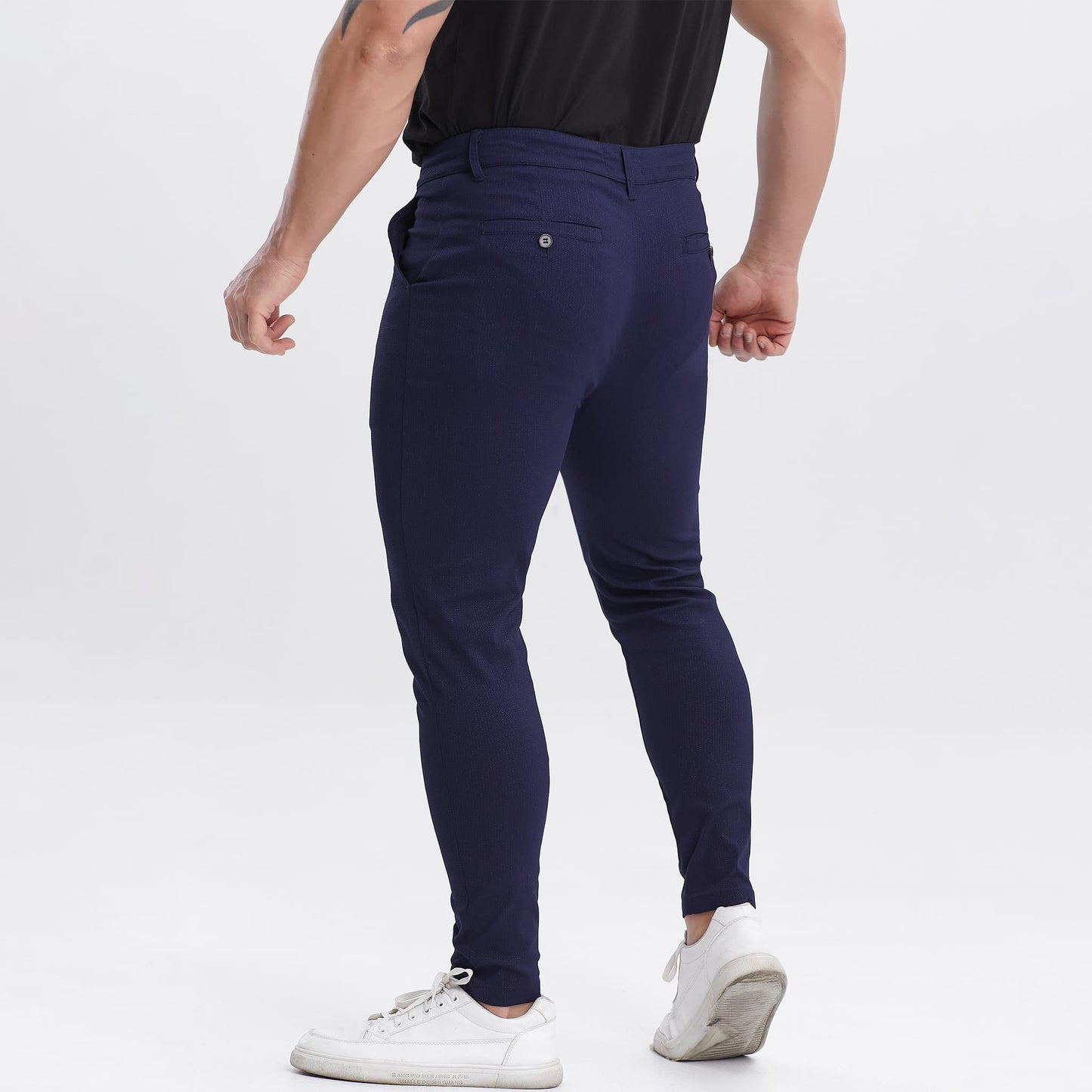 navy blue slim fit dress pants for men