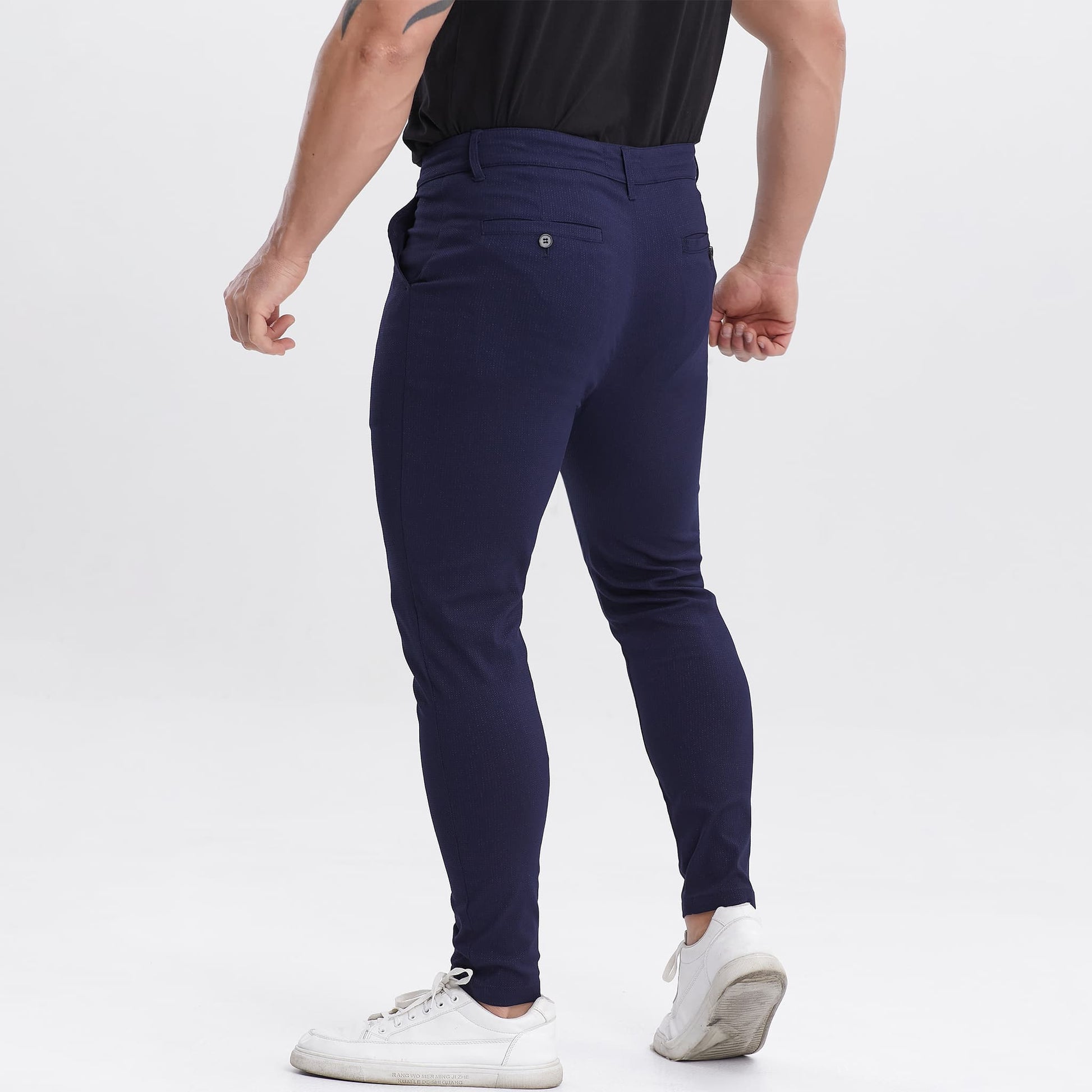 navy blue slim fit dress pants for men