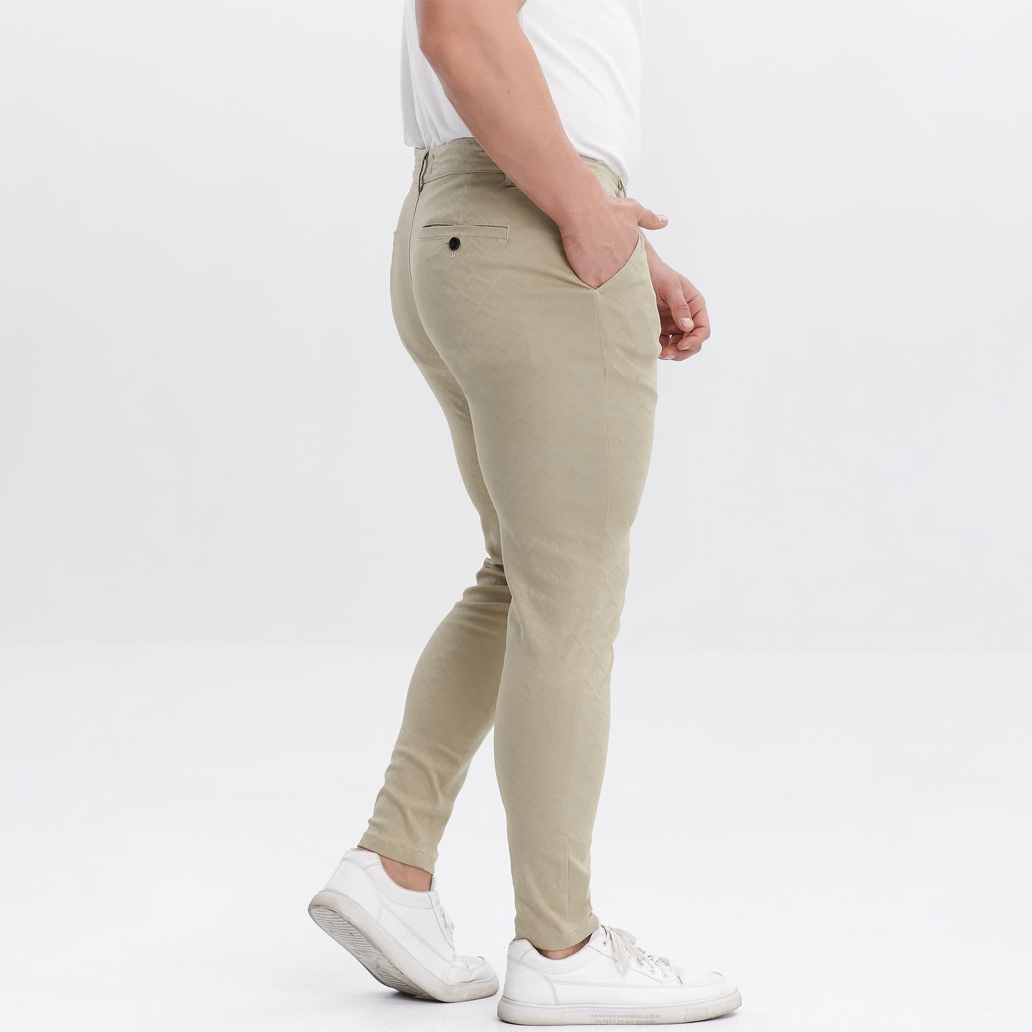 khaki slim fit golf pants for men stretchy