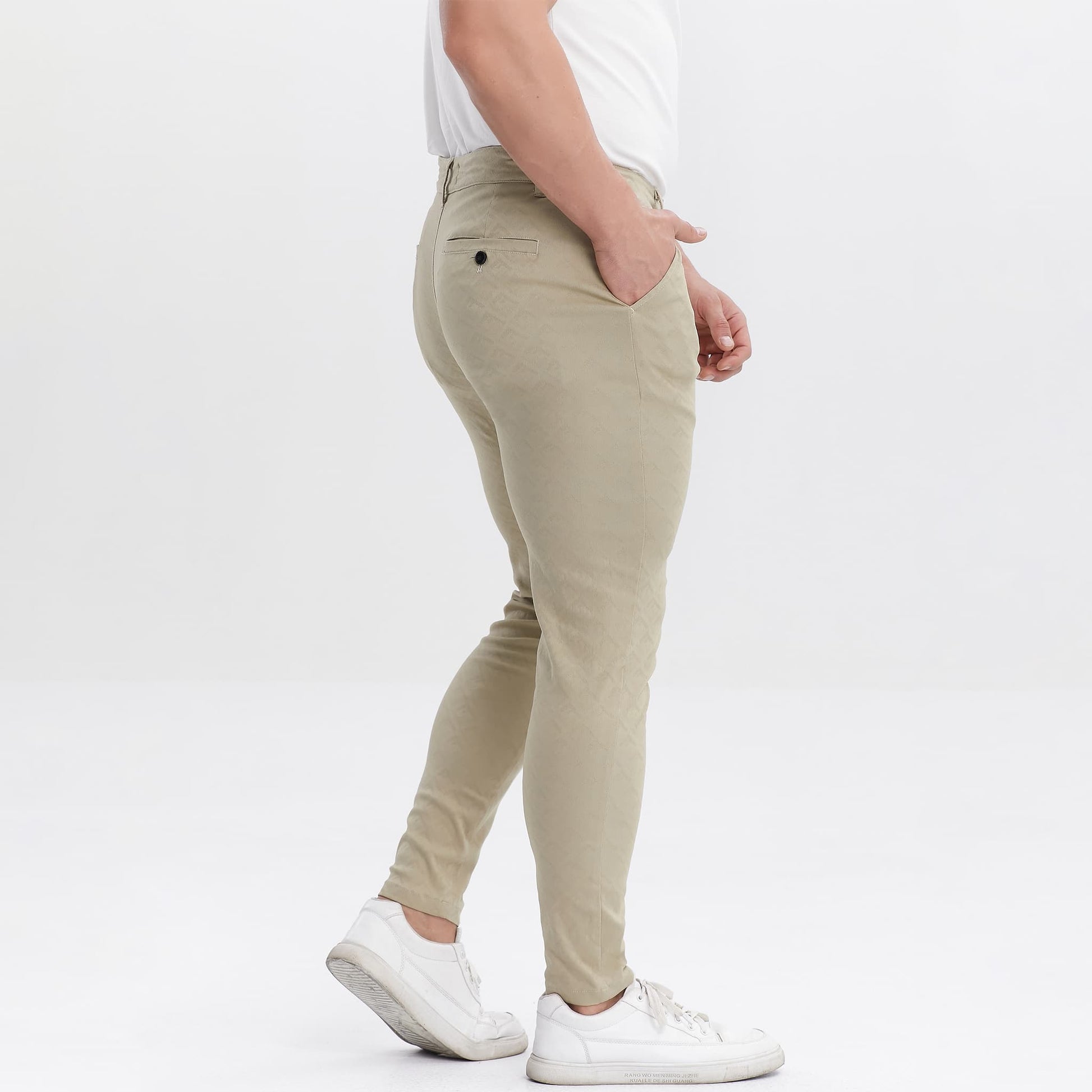 khaki slim fit golf pants for men stretchy