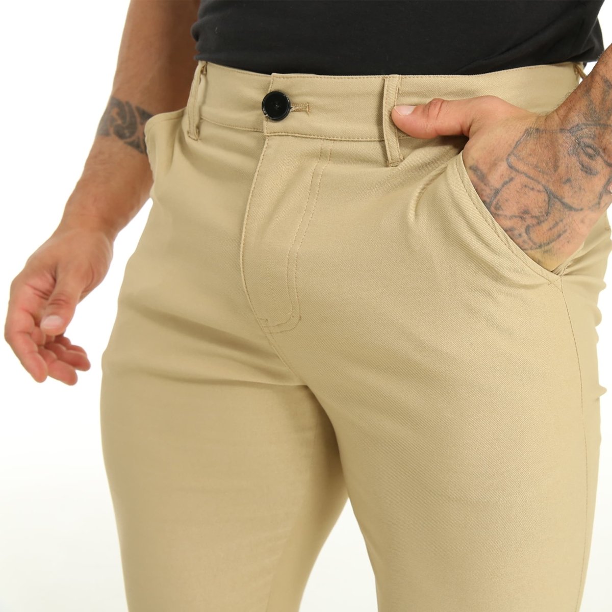 stretch khaki work pants for men slim fit