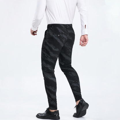 black stretchy dress pants for men slim fit