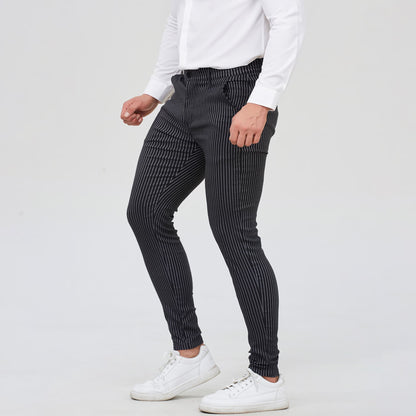 black striped suit pants for men slim fit stretchy