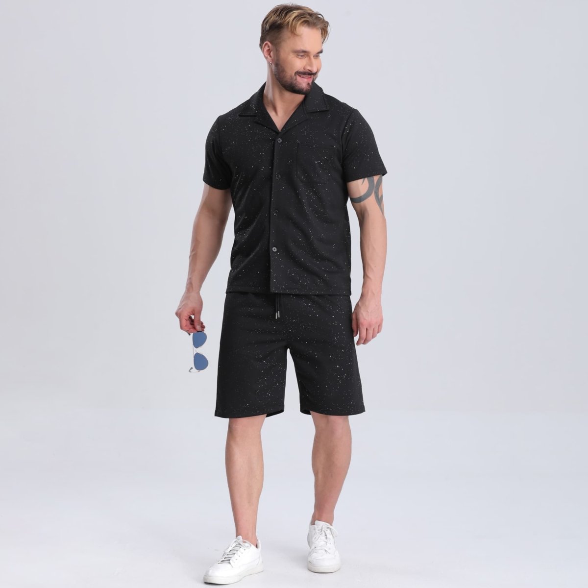 sweat shiny shorts for men drawstring