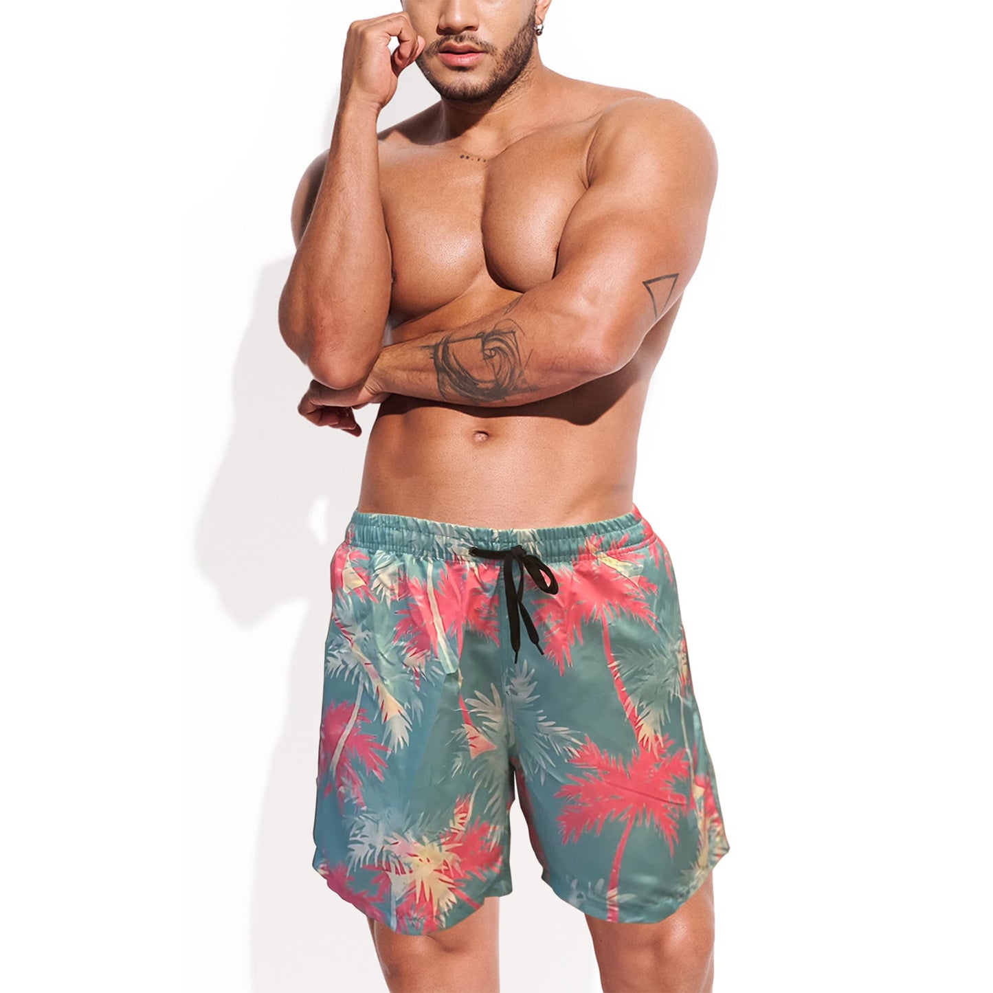 coconut tree swimsuits for men drawstring
