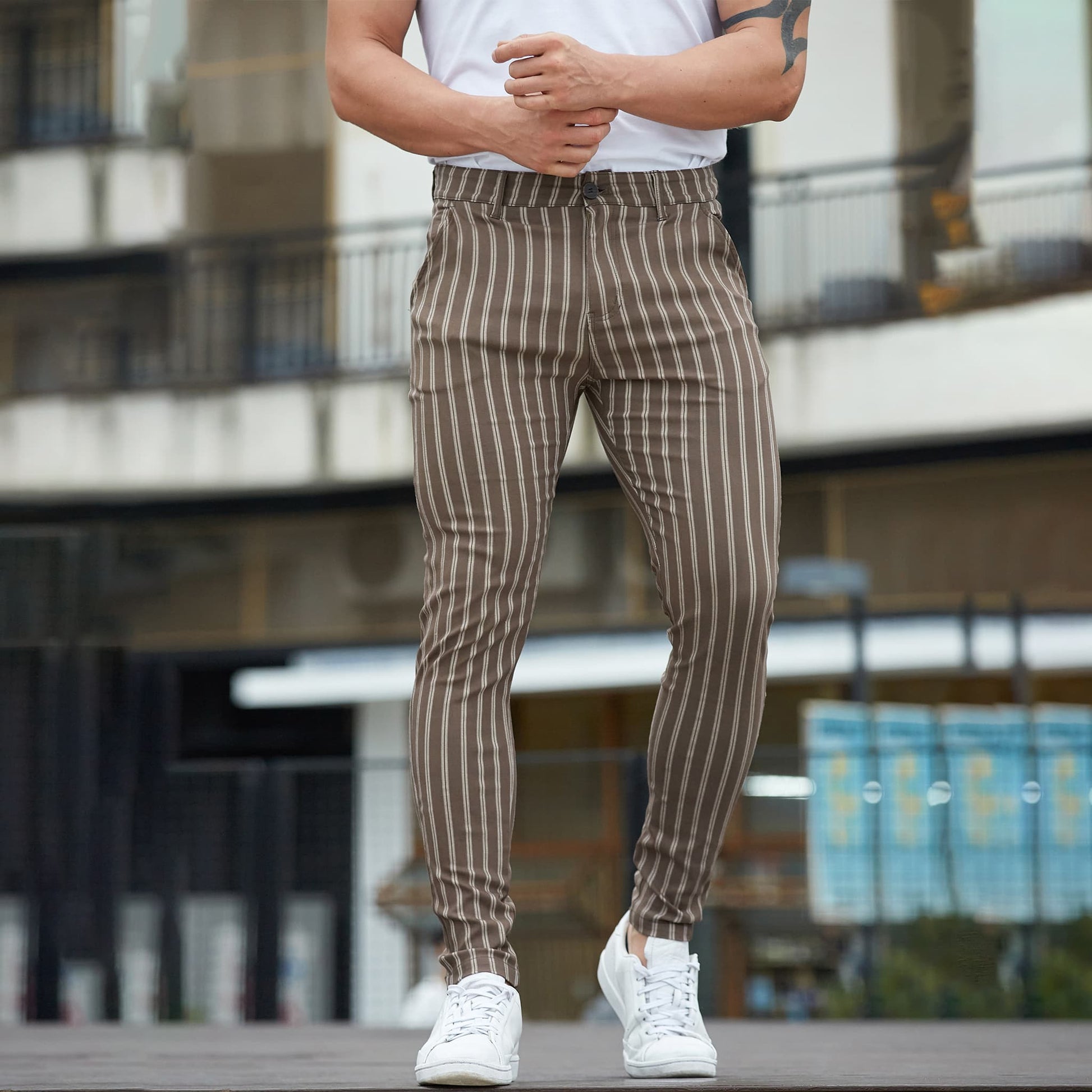 tan dress pants men slim fit stretchy