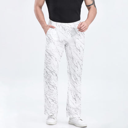 white camouflage track pants men baggy drawstring waistband