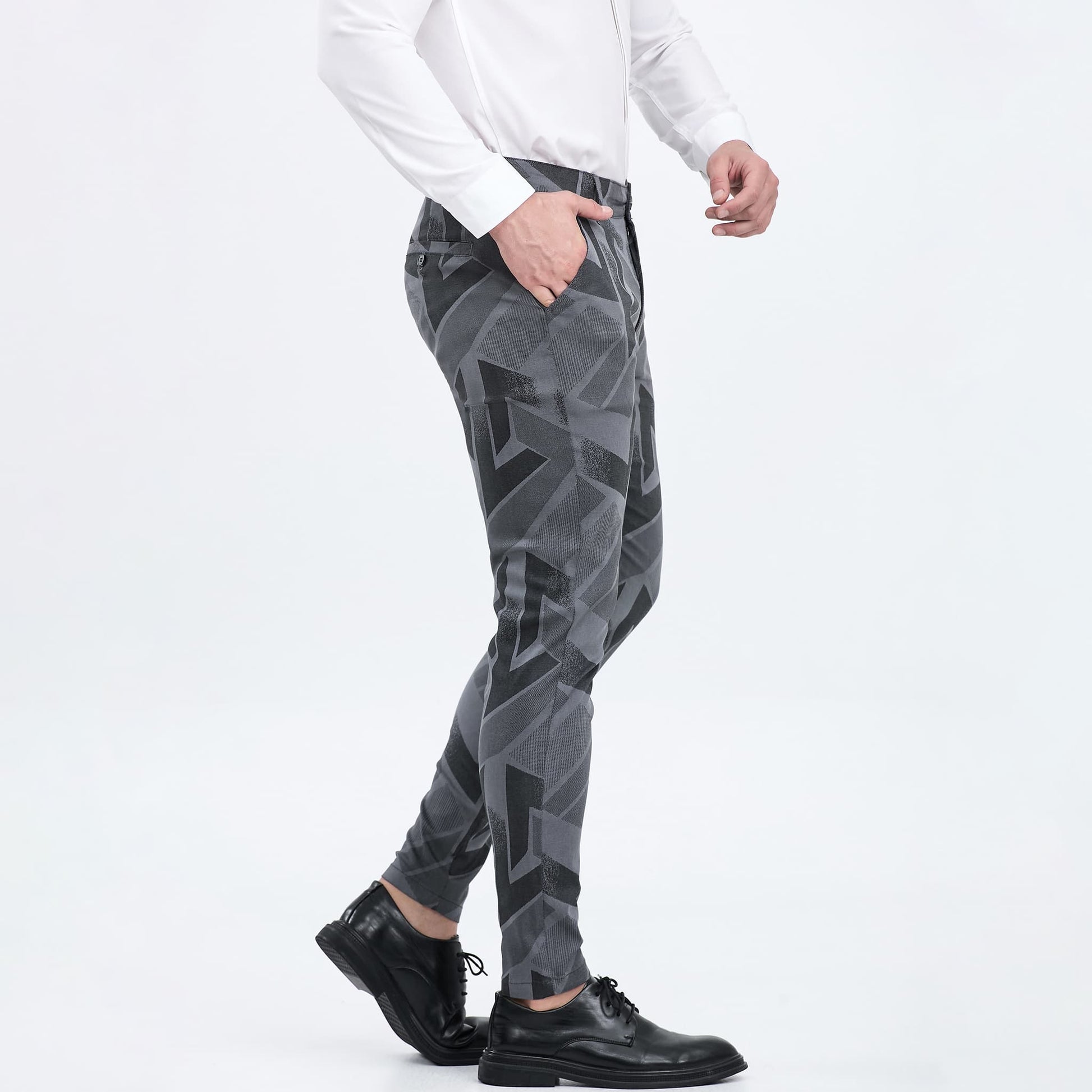 dark grey slim fit tuxedo pants for men stretchy