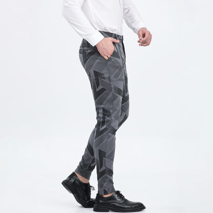 dark grey slim fit tuxedo pants for men stretchy