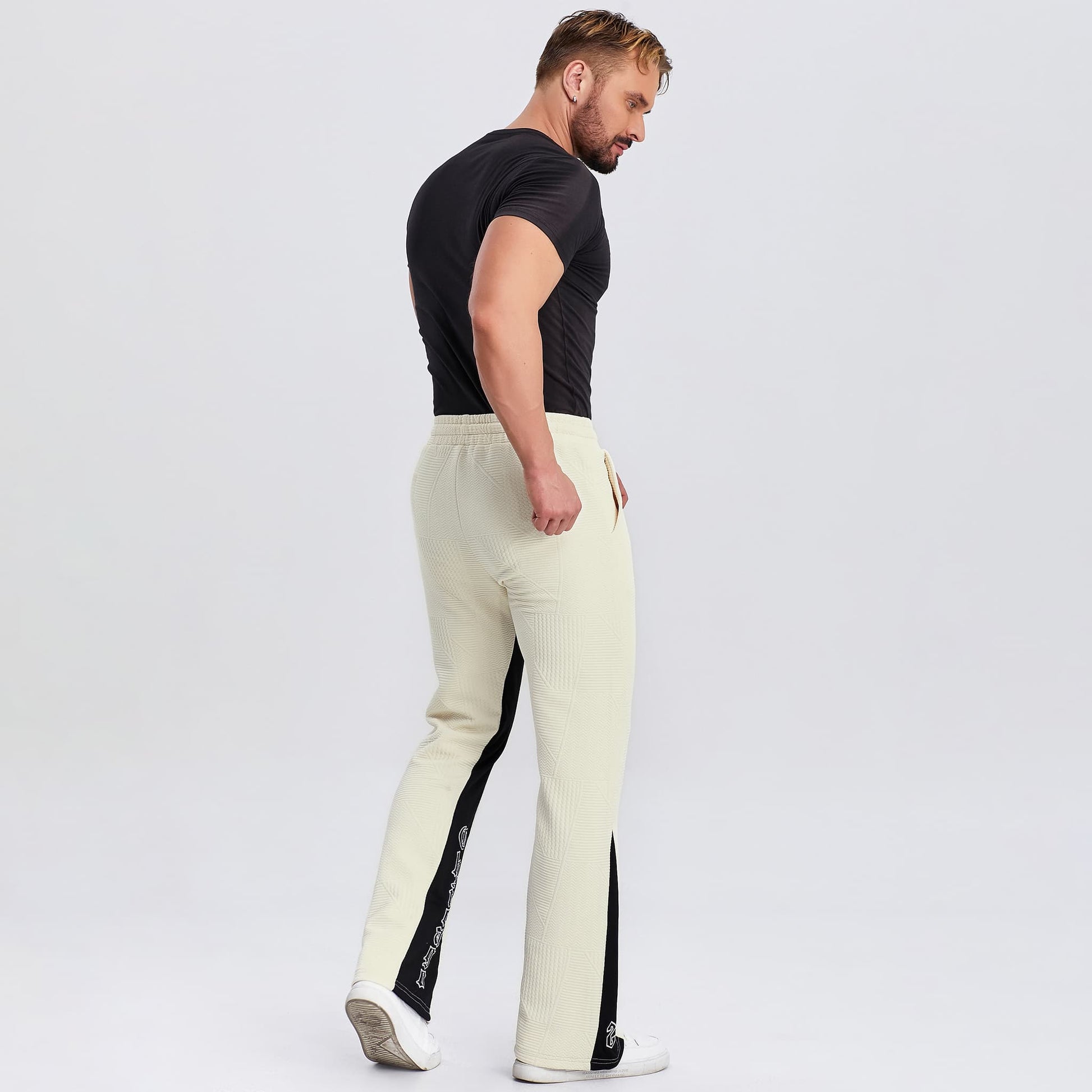 bell bottom flare sweatpants for men embroidered letters