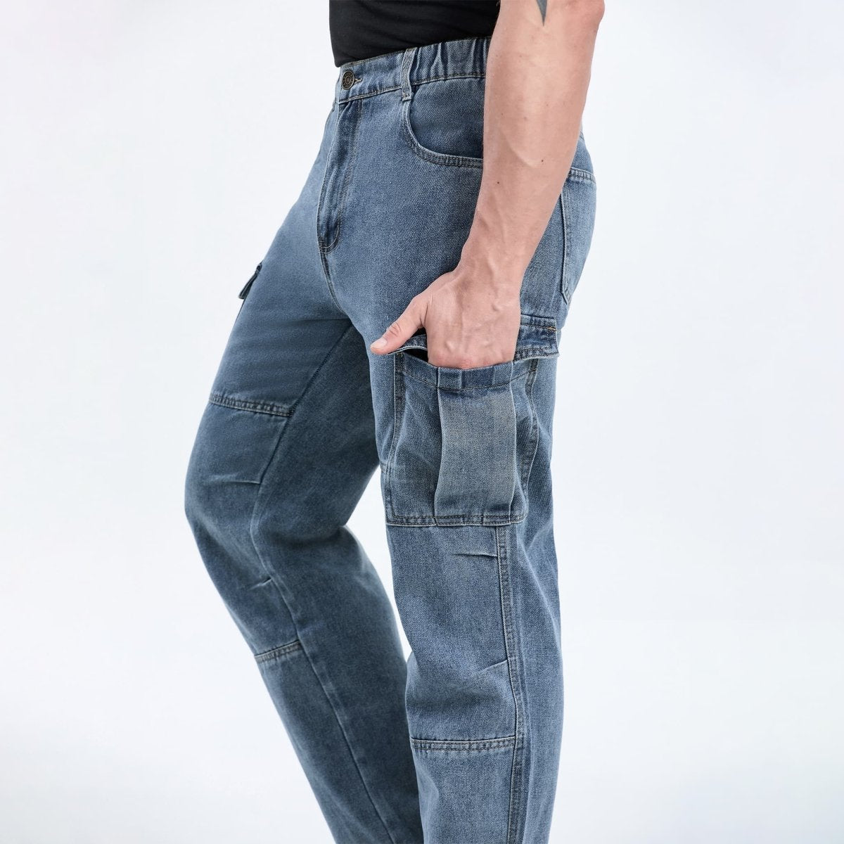 work jeans for men straight fit button closure