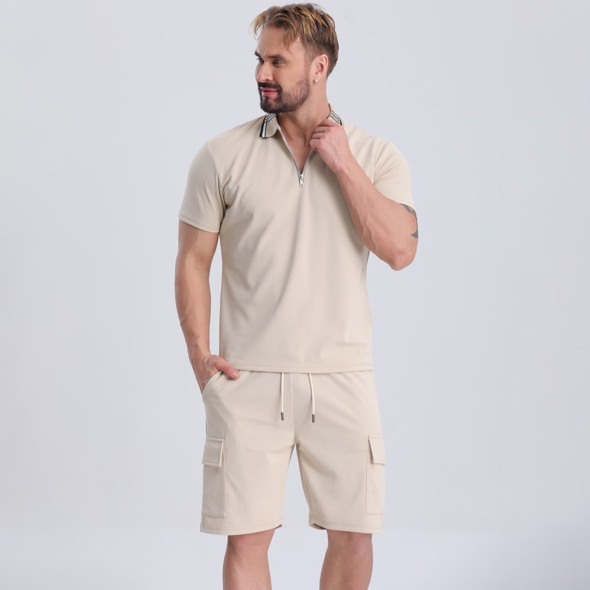 work khaki shorts for men drawstring