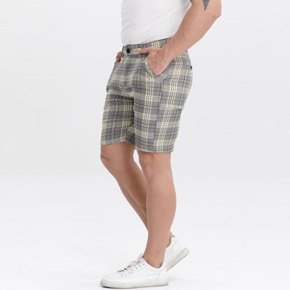 yellow checkered mens slim fit chinos stretch